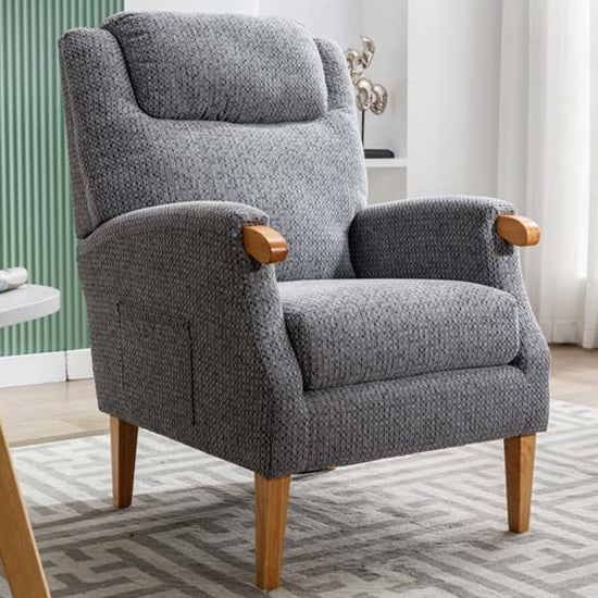 Laurel Fabric Fireside Bedroom Chair In Steel Blue