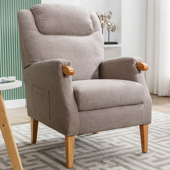 Laurel Fabric Fireside Bedroom Chair In Taupe