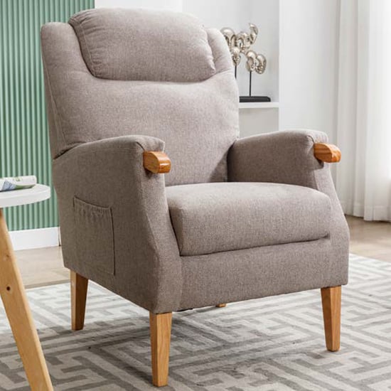 Read more about Laurel fabric fireside bedroom chair in taupe