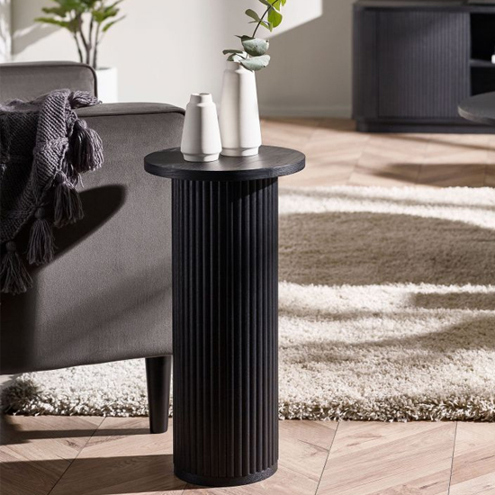 Read more about Laurel fluted wooden drinks side table in matt black