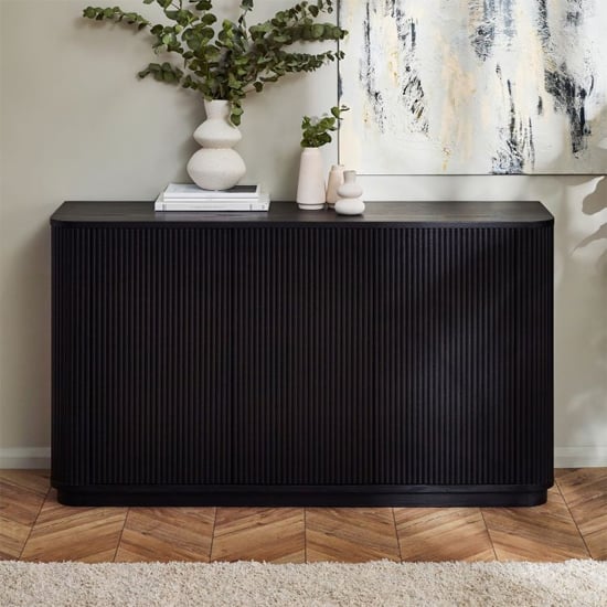 Read more about Laurel fluted wooden sideboard with 3 doors in matt black