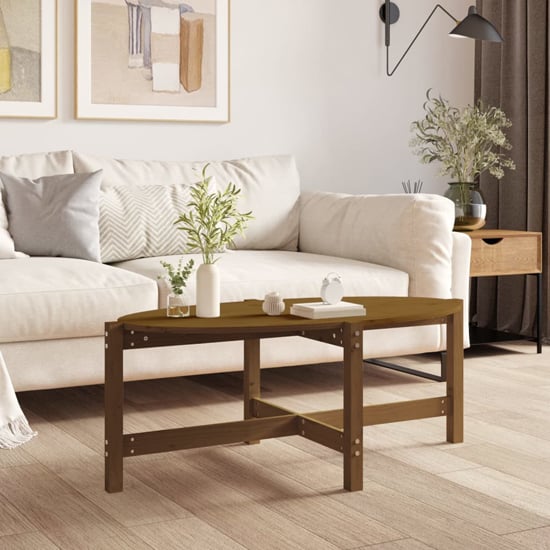 Product photograph of Laurel Solid Pine Wood Coffee Table In Honey Brown from Furniture in Fashion