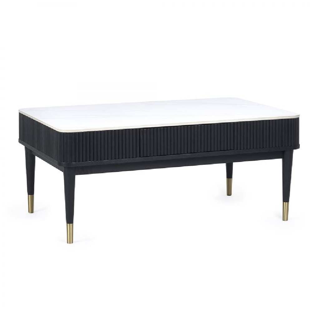 Laurel Stone Lamp Table With Drawer In White Marble Effect