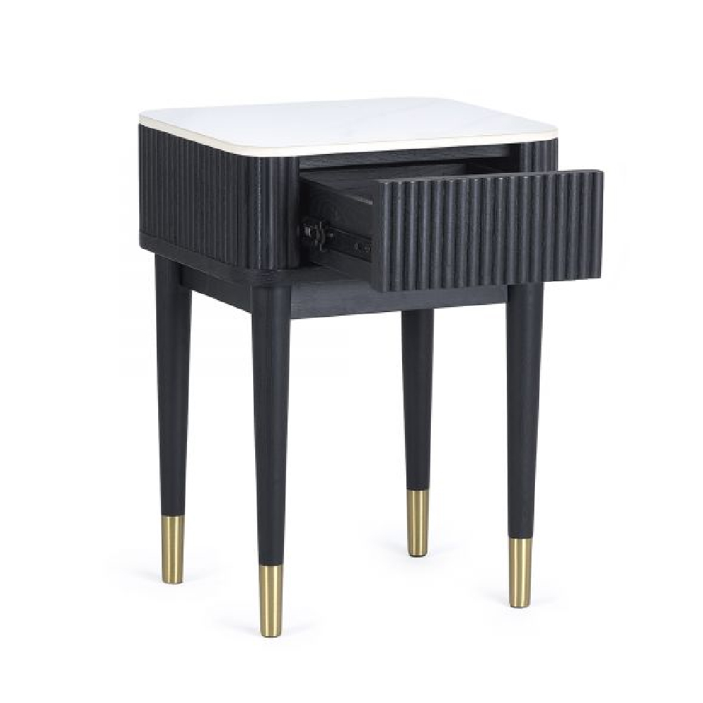 Laurel Stone Coffee Table With 2 Drawers In White Marble Effect
