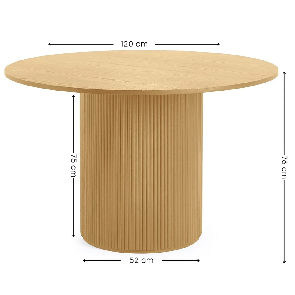 Laurel Wooden Round Dining Table - Light Oak