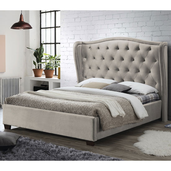 Product photograph of Lauren Fabric Double Bed In Champagne from Furniture in Fashion