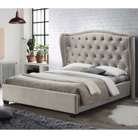 Lauren Fabric Double Bed In Champagne Furniture in Fashion