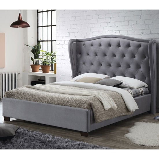 Lauren Fabric Double Bed In Grey