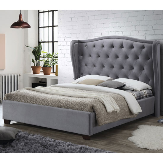 Lauren Fabric Double Bed In Grey Furniture in Fashion
