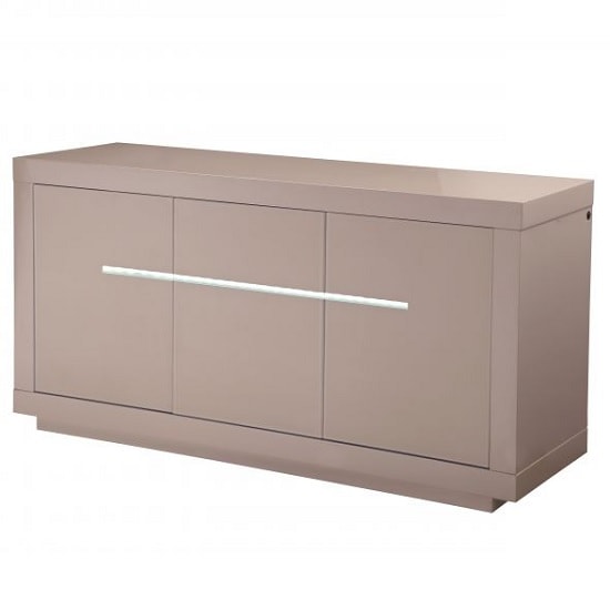 Photo of Martley modern sideboard in cream high gloss with led