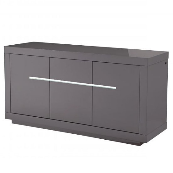 Photo of Martley modern sideboard in grey high gloss with led