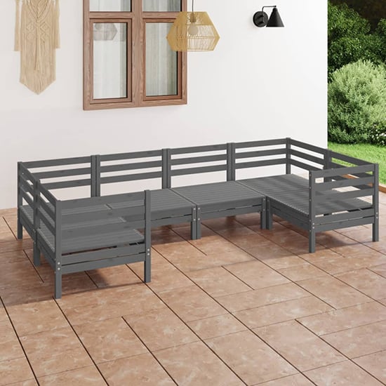 Photo of Laurie solid pinewood garden lounge set in grey