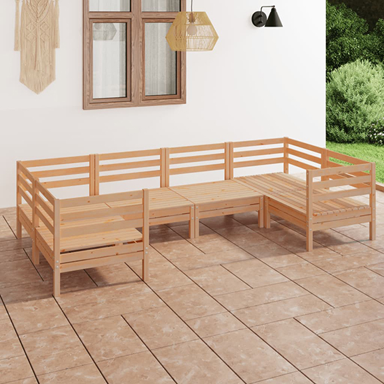 Laurie Solid Pinewood Garden Lounge Set In Natural Furniture in Fashion