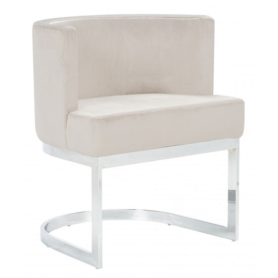 Lauro Beige Velvet Dining Chair With Silver Legs FiF