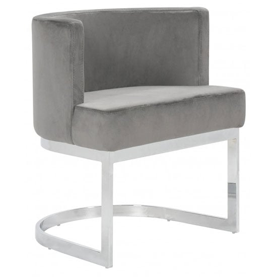 Lauro Beige Velvet Dining Chair With Silver Legs FiF