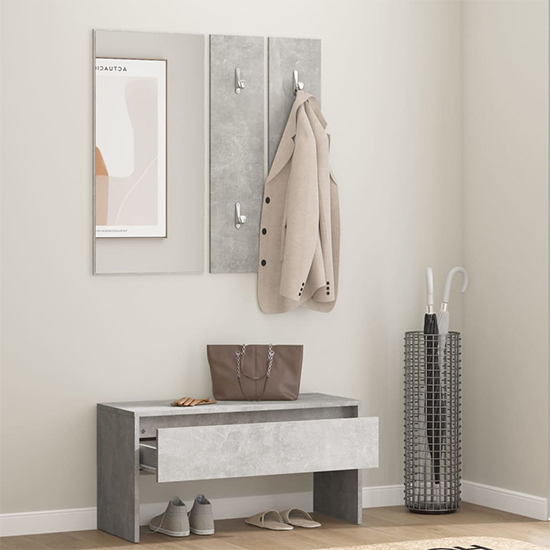 Lautoka Wooden Hallway Furniture Set In Concrete Effect