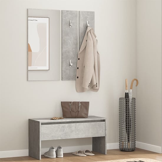 Product photograph of Lautoka Wooden Hallway Furniture Set In Concrete Effect from Furniture in Fashion