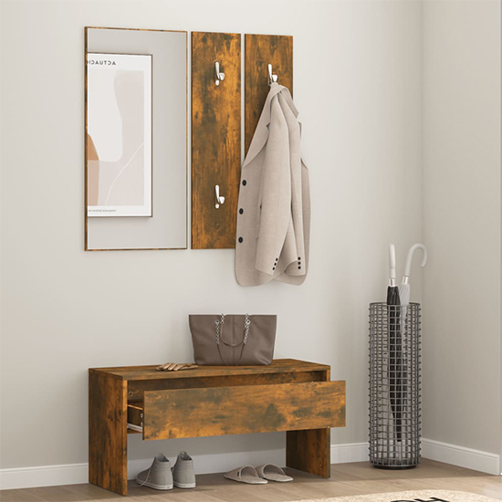 Lautoka Wooden Hallway Furniture Set In Smoked Oak