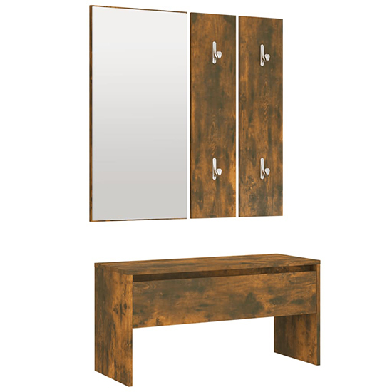 Lautoka Wooden Hallway Furniture Set In Smoked Oak