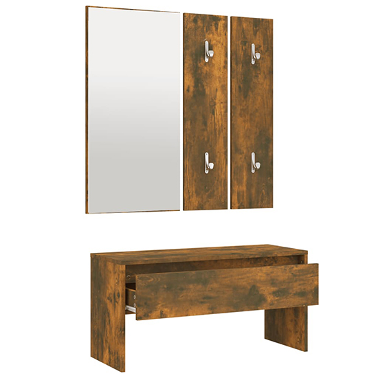 Lautoka Wooden Hallway Furniture Set In Smoked Oak
