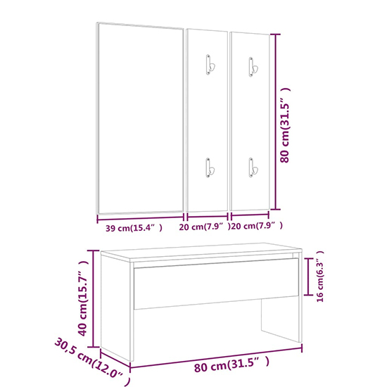 Lautoka Wooden Hallway Furniture Set In Smoked Oak