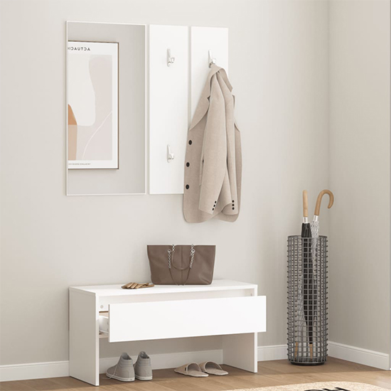 Lautoka Wooden Hallway Furniture Set In White