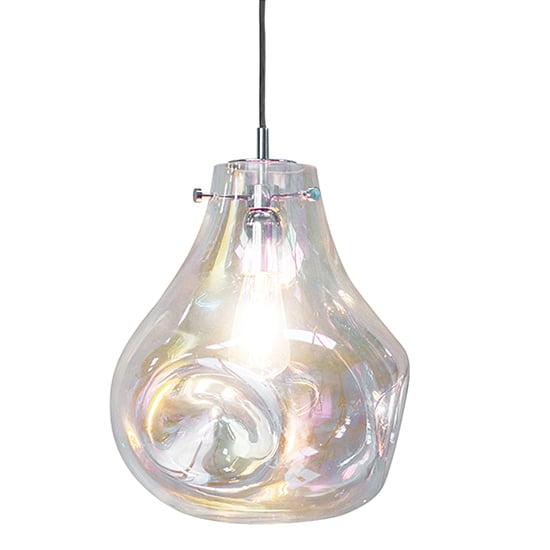 Photo of Lava 1 light iridescent shade pendant light in chrome