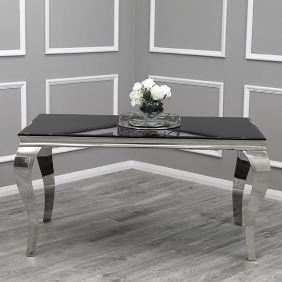 Laval Black Glass Dining Table With 8 Elmira Dark Grey Chairs_2