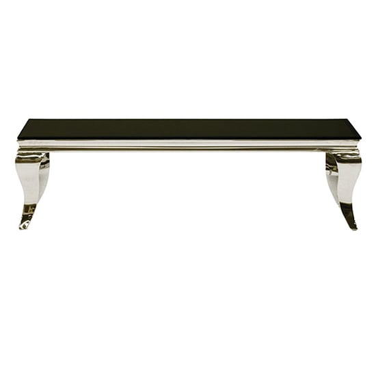 Photo of Laval black glass top coffee table with polished legs