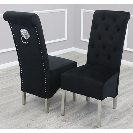 Laval Black Marble Dining Table With 6 Elmira Black Chairs Furniture