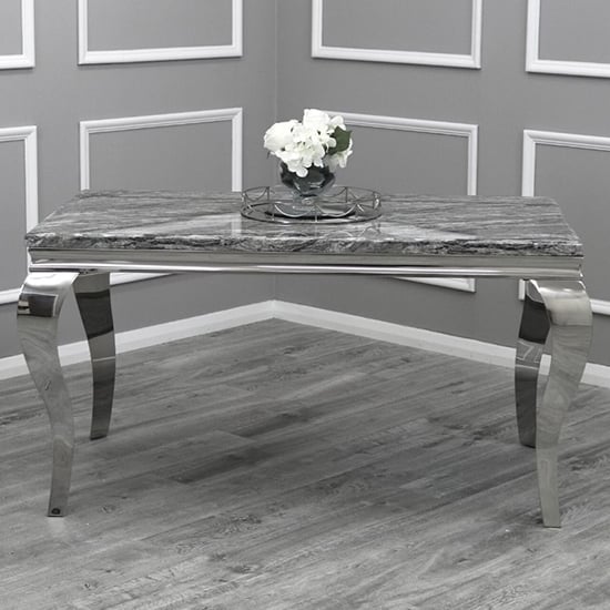 Laval Dark Grey Marble Dining Table With Chrome Legs Furniture in Fashion