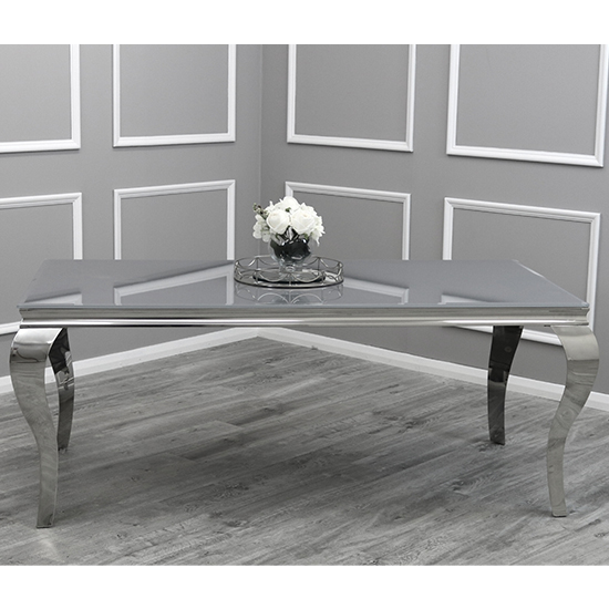 Laval Extra Large Grey Glass Dining Table With Chrome Legs Furniture