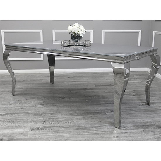 Laval Grey Glass Dining Table With 8 Dessel Pink Chairs_2