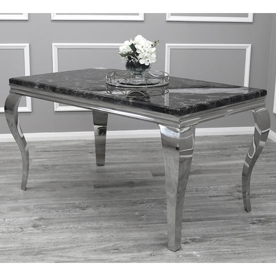 Laval Large Black Marble Dining Table With Chrome Legs