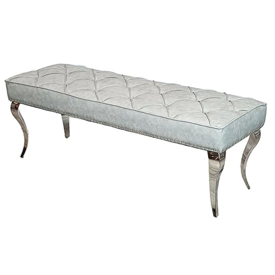 Photo of Laval large leather dining bench in light grey