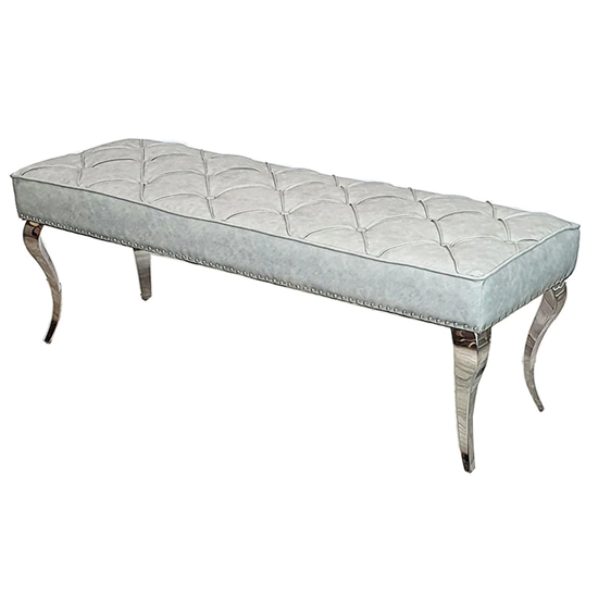 Read more about Laval large leather dining bench in light grey