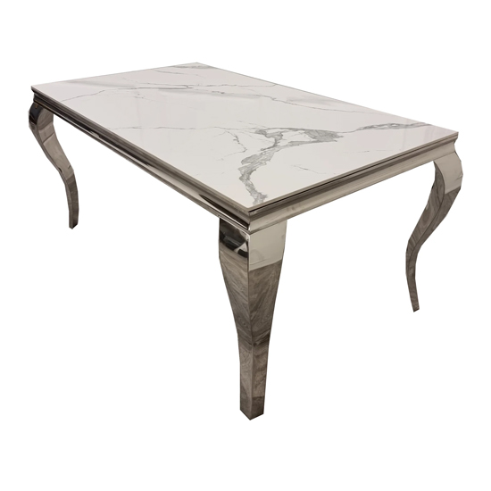 Laval Large Sintered Stone Top Dining Table In Polar White