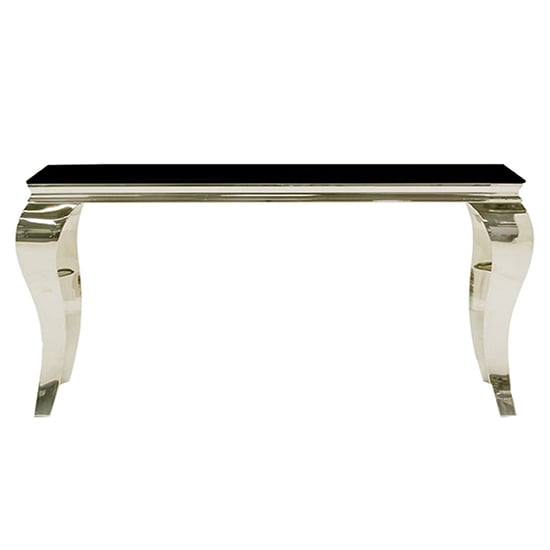 Laval Small Black Glass Console Table With Polished Legs