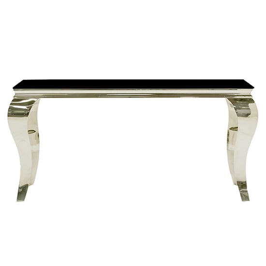 Product photograph of Laval Small Black Glass Console Table With Polished Legs from Furniture in Fashion