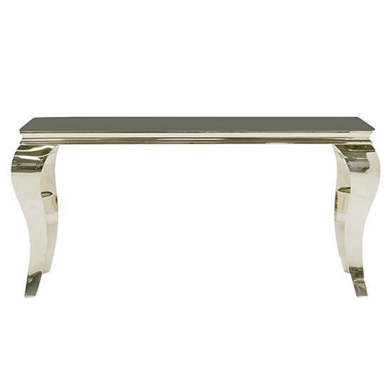 Photo of Laval small grey glass console table with polished legs