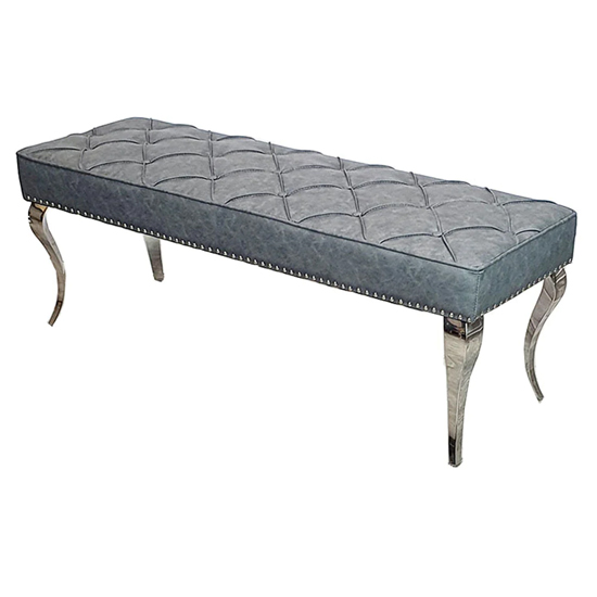 Read more about Laval small leather dining bench in dark grey