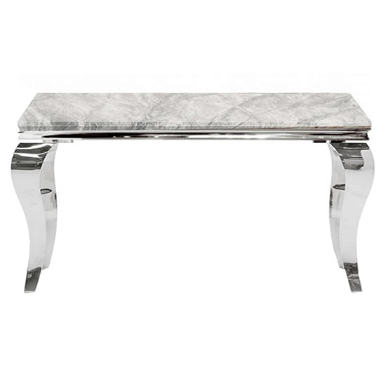 Photo of Laval small light grey marble console table with polished legs