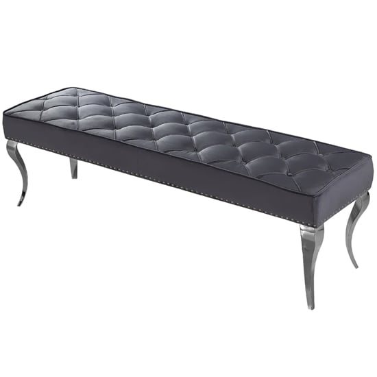 Product photograph of Laval Small Velvet Dining Bench In Dark Grey from Furniture in Fashion