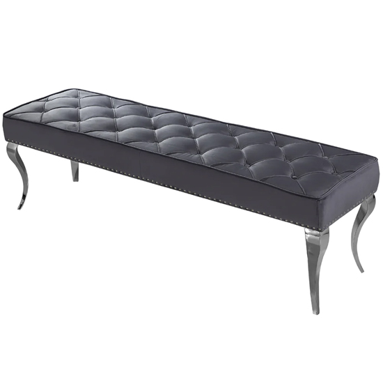 Read more about Laval small velvet dining bench in dark grey