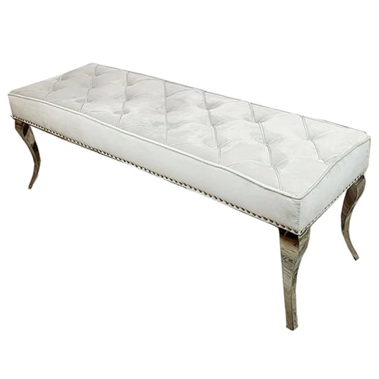 Product photograph of Laval Small Velvet Dining Bench In Light Grey from Furniture in Fashion
