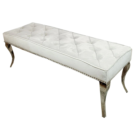 Photo of Laval small velvet dining bench in light grey