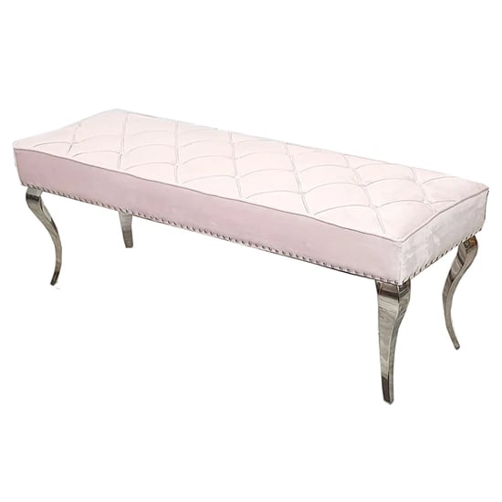 Photo of Laval small velvet dining bench in pink