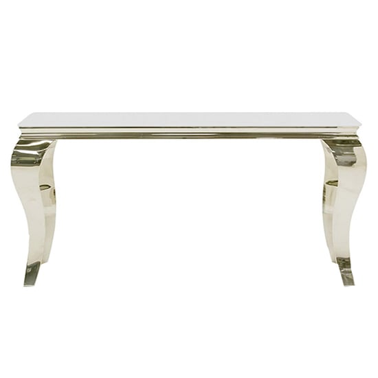 Laval Small White Glass Console Table With Polished Legs
