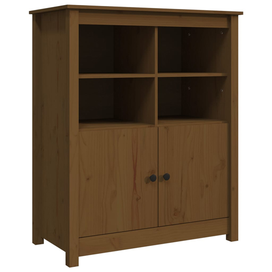 Laval Solid Pine Wood Sideboard With 2 Doors In Honey Brown