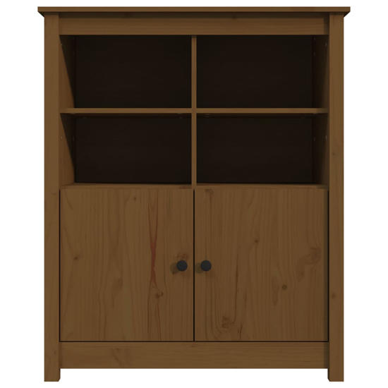 Laval Solid Pine Wood Sideboard With 2 Doors In Honey Brown